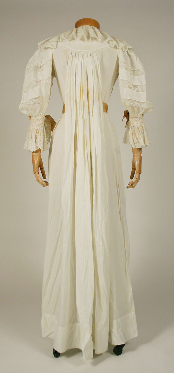 Nightgown, cotton, silk, American