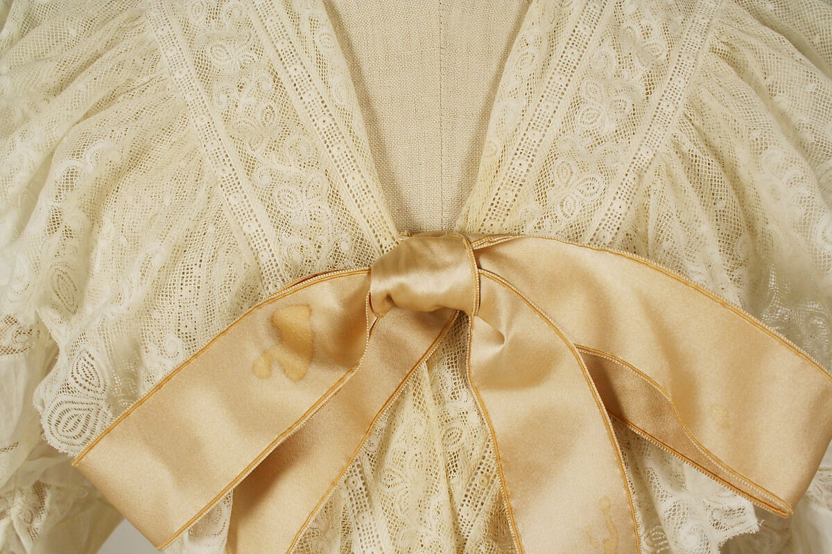 Nightgown, cotton, silk, American