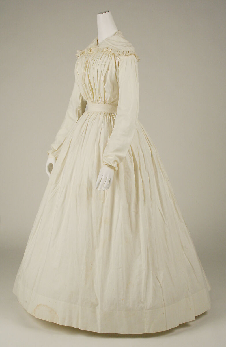 Morning dress, cotton, probably American