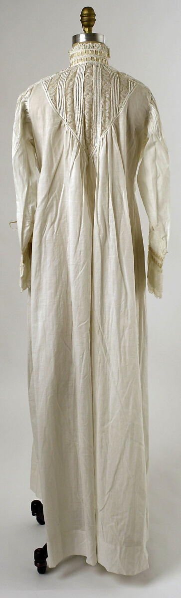 Nightgown, cotton, silk, American