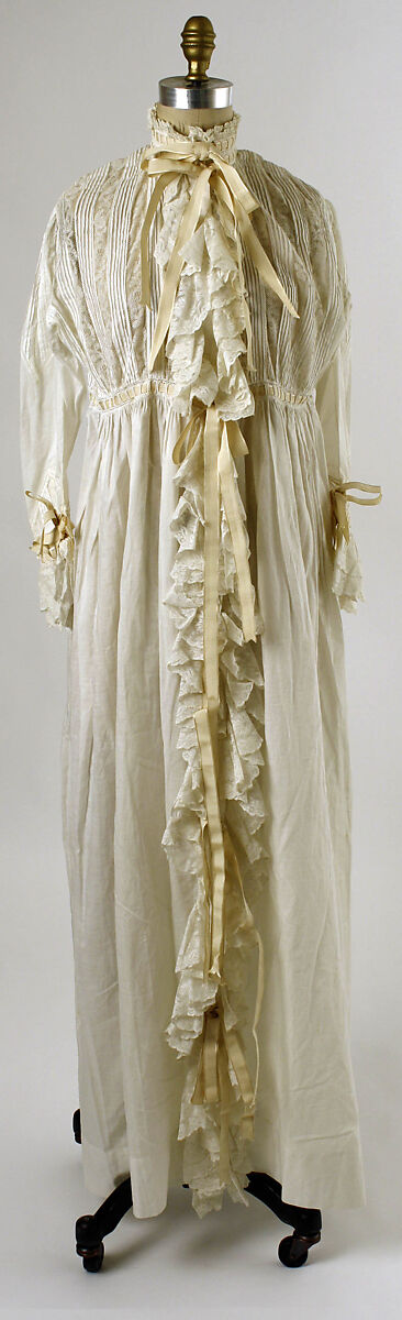 Nightgown, cotton, silk, American 