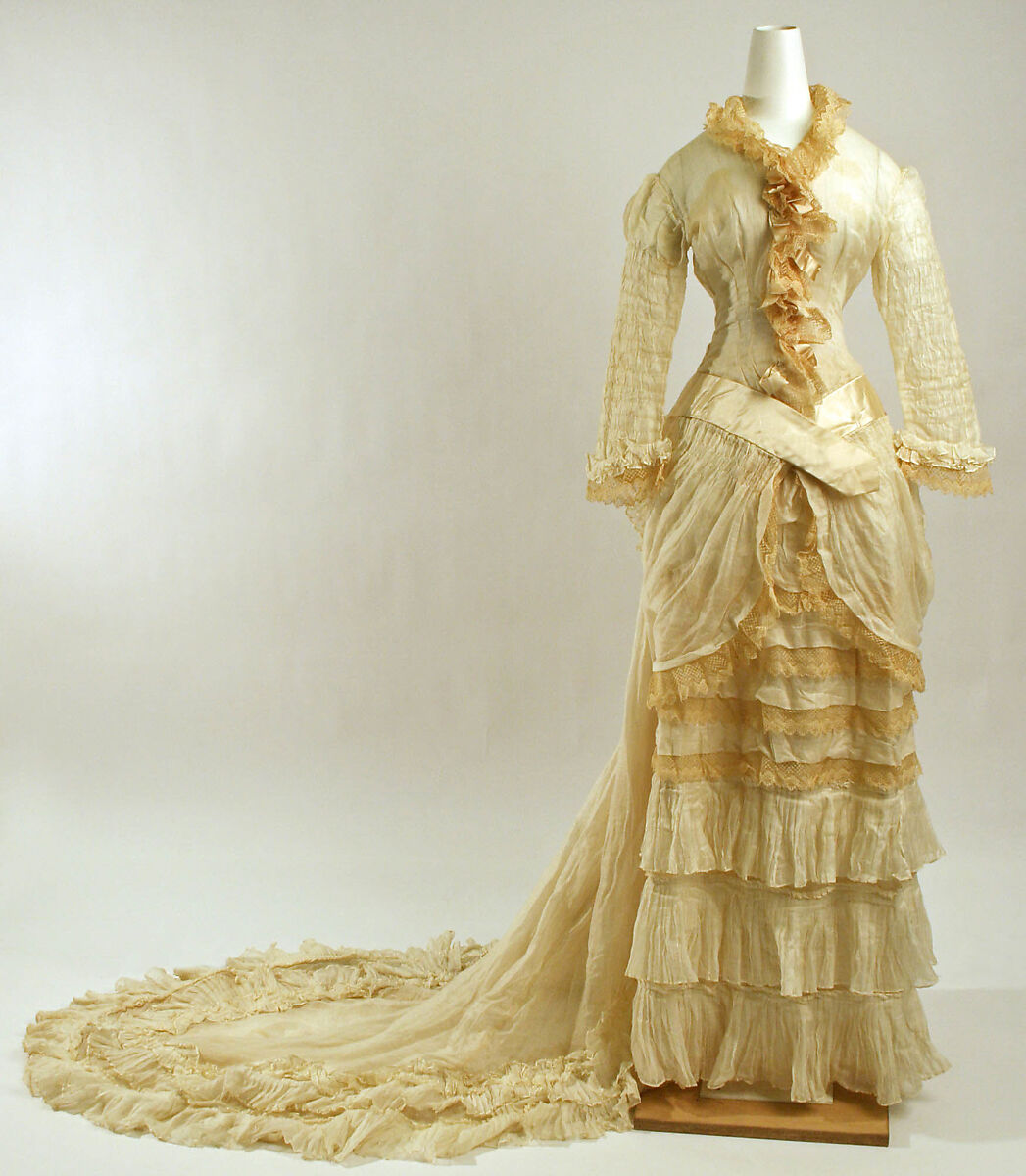 Wedding dress, cotton, silk, American 