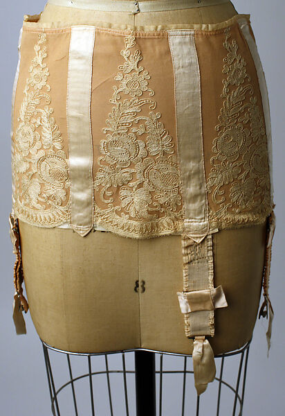 Corset, silk, rubber, steel, mother-of-pearl, French 