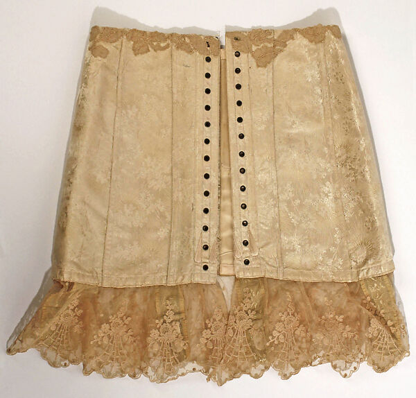 Girdle, Wasservogel Corsetière, silk, linen, pearl, American 