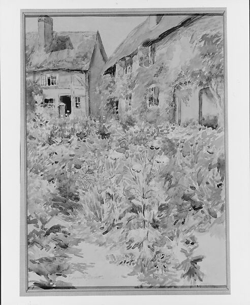 Cottage Garden, Warwick, England, Edmund Henry Garrett (American, Albany, New York 1853–1929 Needham, Massachusetts), Watercolor, gouache, and graphite on off-white wove paper, American