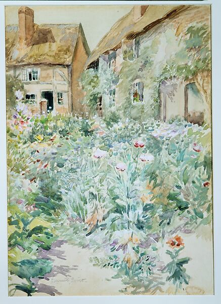 Cottage Garden, Warwick, England, Edmund Henry Garrett (American, Albany, New York 1853–1929 Needham, Massachusetts), Watercolor, gouache, and graphite on off-white wove paper, American