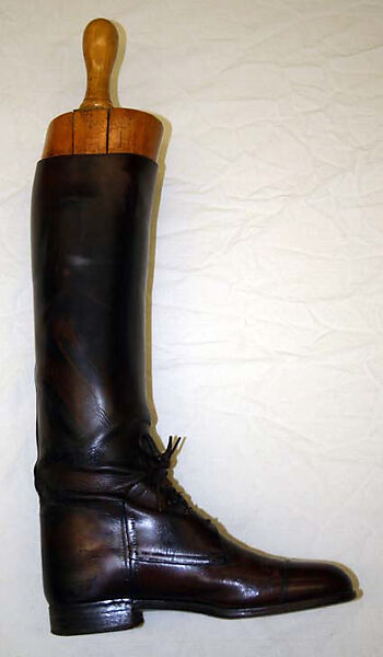 Riding ensemble, (a–c) Roberts &amp; Carroll (British), wool, cotton, silk, leather, wood, British