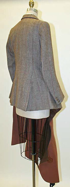 Riding ensemble, (a–c) Roberts &amp; Carroll (British), wool, cotton, silk, leather, wood, British