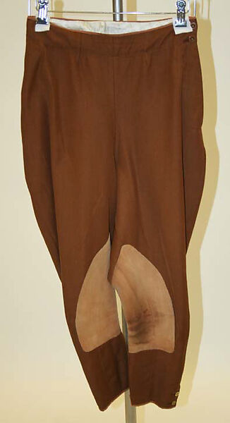 Riding ensemble, (a–c) Roberts &amp; Carroll (British), wool, cotton, silk, leather, wood, British