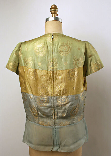 Evening blouse, Mainbocher (French and American, founded 1930), silk, metallic thread, plastic, American