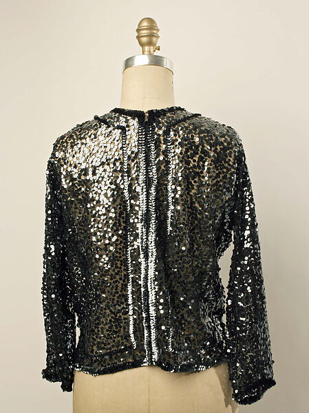 Evening overblouse, cotton, plastic, French