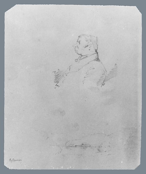 Portrait of a Man; Landscape (from McGuire Scrapbook), Glenn, Graphite on buff-colored wove paper, American