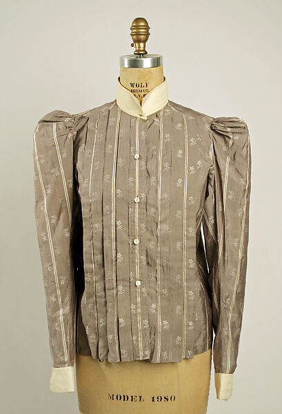 Shirtwaist, silk, linen, American 