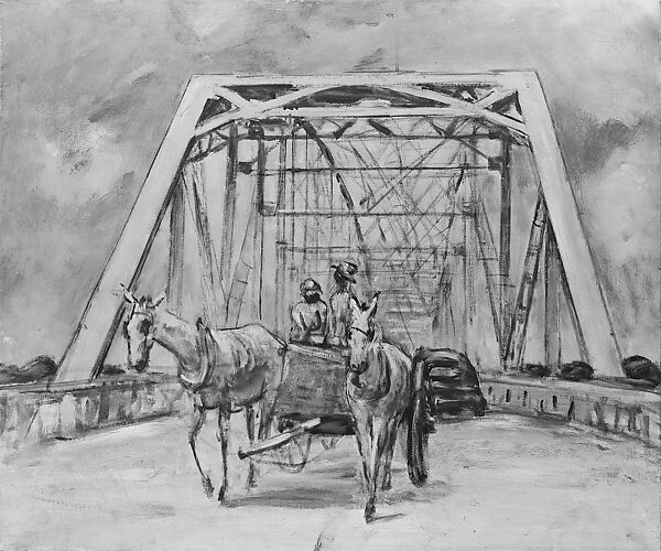 White Mules on a Bridge, Anne Goldthwaite (American, Montgomery, Alabama 1869–1944 New York), Oil on canvas, American 