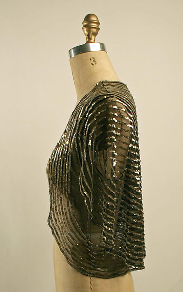 Evening bolero, silk, plastic, rayon, American