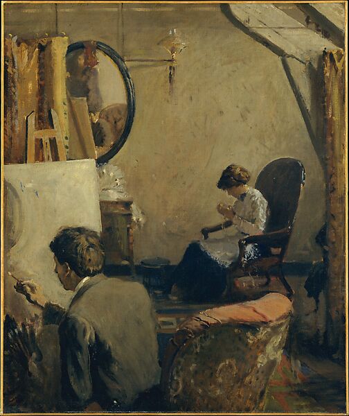 Louis Kronberg in His Studio in Copley Hall, Arthur Clifton Goodwin (1864?–1929), Oil on canvas, American 