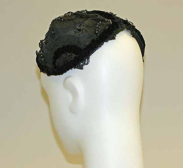 Hat, House of Balenciaga (French, founded 1937), silk, cotton, jet, French