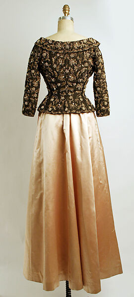 Evening ensemble, House of Balenciaga (French, founded 1937), silk, simulated pearls, French
