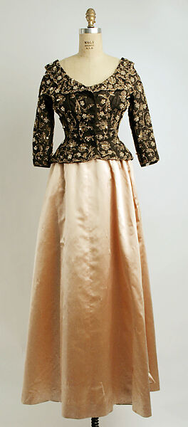 Evening ensemble, House of Balenciaga (French, founded 1937), silk, simulated pearls, French 