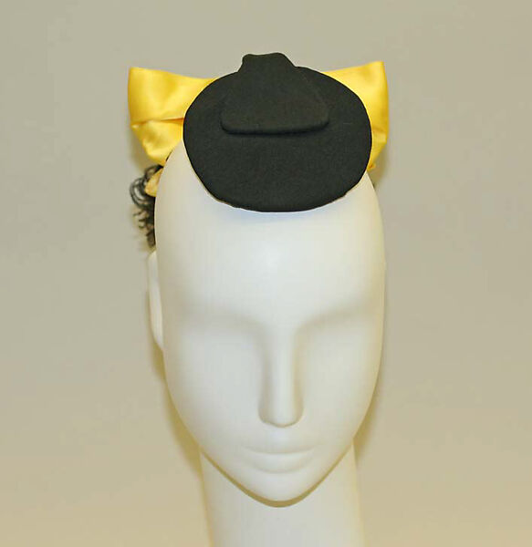 Cocktail hat, House of Balenciaga (French, founded 1937), silk, glass, feathers, French 