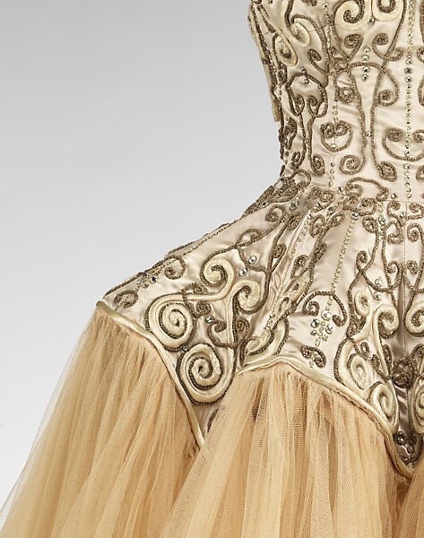 Ensemble, House of Balenciaga (French, founded 1937), silk, metallic, glass, French