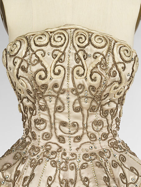Ensemble, House of Balenciaga (French, founded 1937), silk, metallic, glass, French