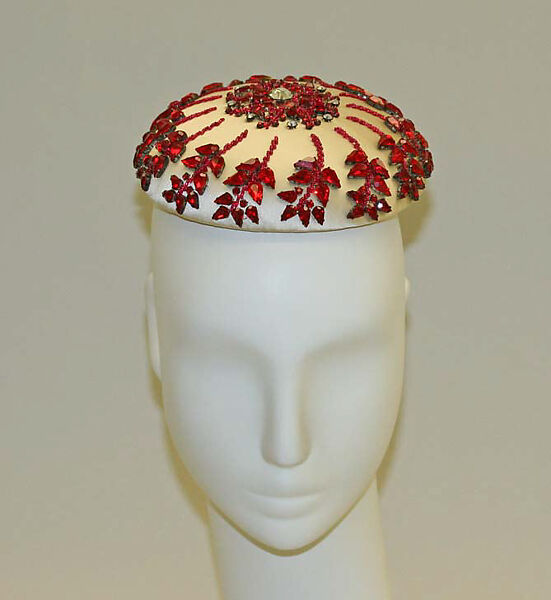 Evening cap, House of Balenciaga (French, founded 1937), silk, glass, French 