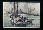 Mackerel Boat, Gordon Grant (American, San Francisco 1875–1962 New York), Watercolor, gouache, charcoal, and graphite on white wove paper, American