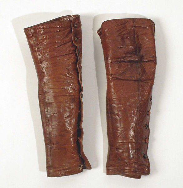Riding ensemble, wool, leather, cotton, French