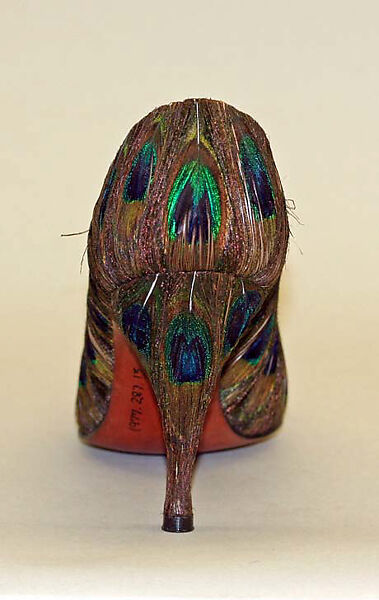 Evening shoes, Beth Levine (American, Patchogue, New York 1914–2006 New York), feathers, leather, American