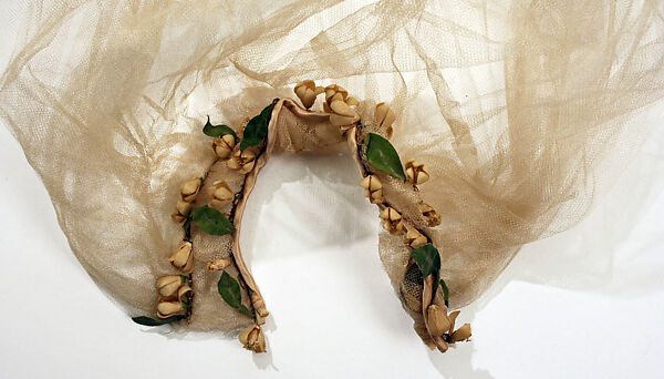 Wedding ensemble, silk, cotton, glass, wax, American