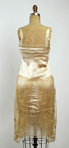 Wedding dress, silk, plastic, cotton, probably French