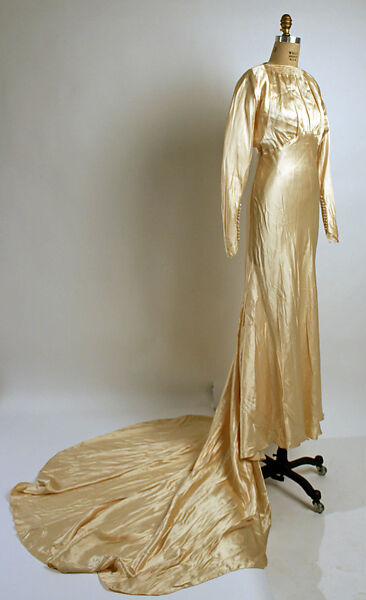Wedding ensemble, Best &amp; Co. (American, 1879–1969), silk, cotton, wax, American 