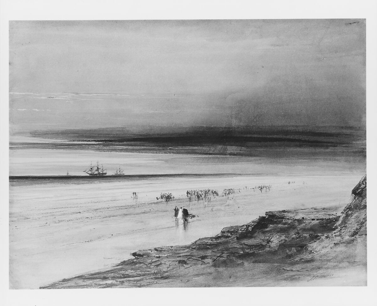 Beach Scene, James Hamilton (American (born Ireland), Entrien 1819–1878 San Francisco, California), Watercolor and gouache on off-white wove paper, American