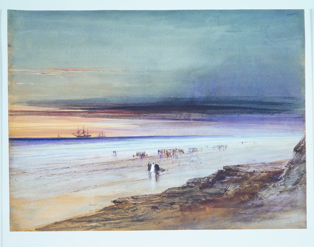 Beach Scene, James Hamilton (American (born Ireland), Entrien 1819–1878 San Francisco, California), Watercolor and gouache on off-white wove paper, American