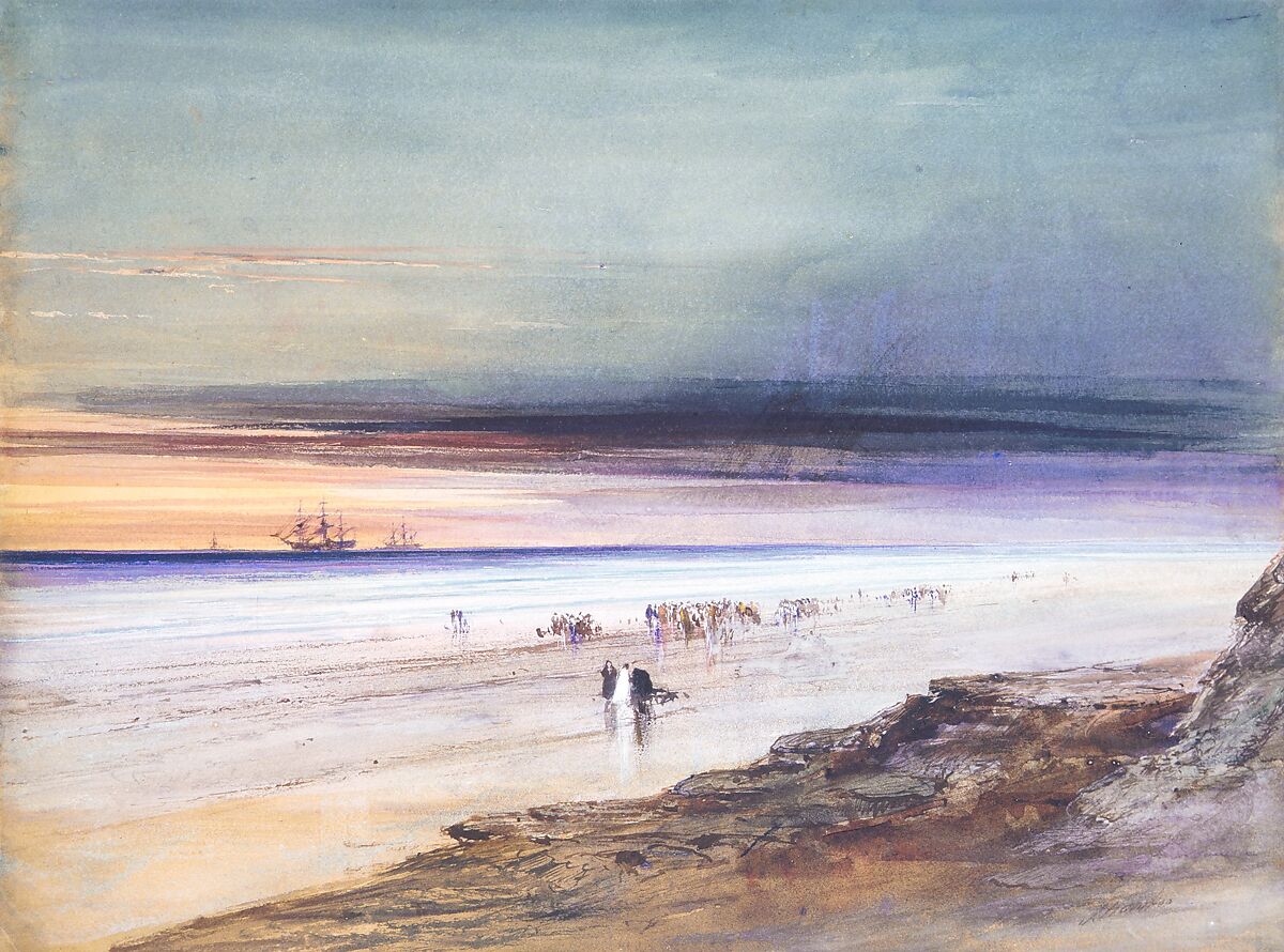 Beach Scene, James Hamilton (American (born Ireland), Entrien 1819–1878 San Francisco, California), Watercolor and gouache on off-white wove paper, American 