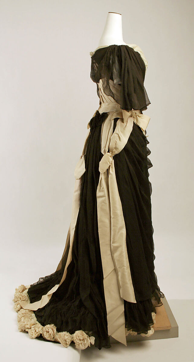 Evening dress, Christoph Drecoll (German, 1851–1939), silk, cotton, Austrian