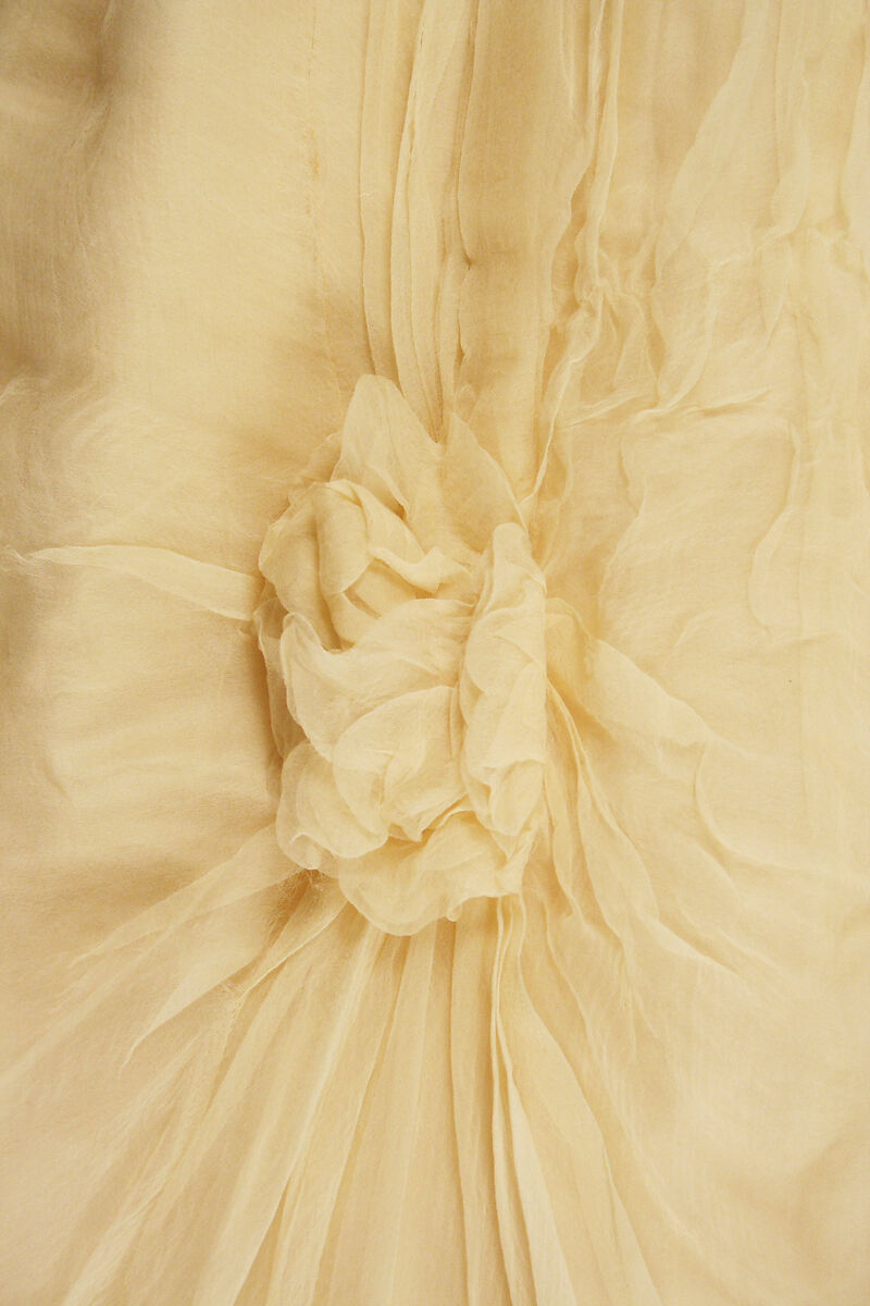 Wedding dress, silk, ostrich feathers, French
