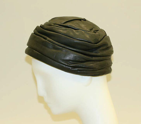 Toque, House of Balenciaga (French, founded 1937), leather, French 