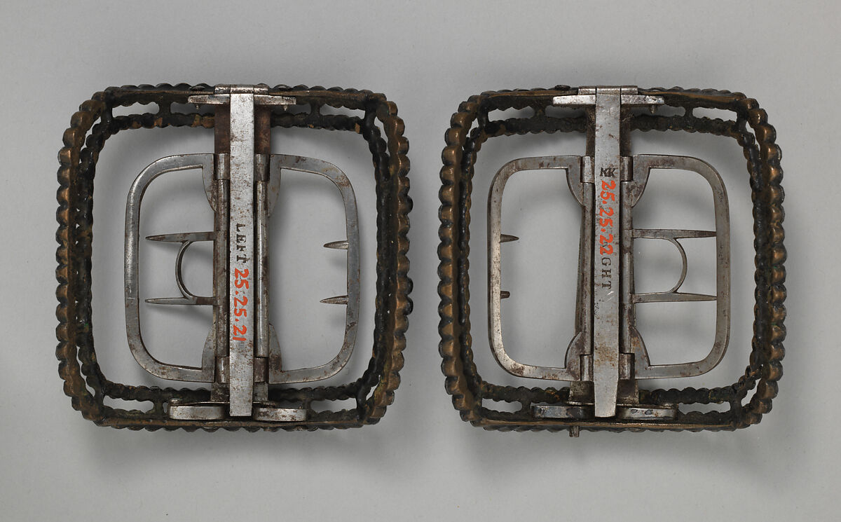 Shoe buckles, metal, paste, British