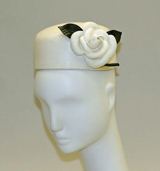 Pillbox hat, House of Balenciaga (French, founded 1937), cotton, French 