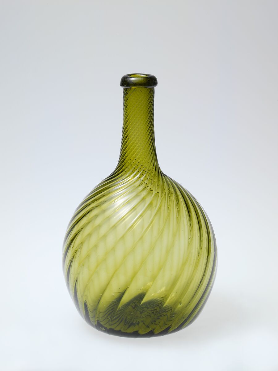 Bottle, Pattern molded amber, American 