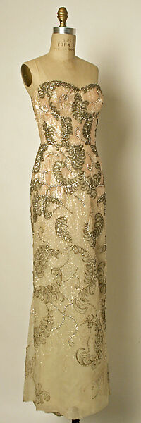 Court presentation ensemble, House of Balmain (French, founded 1945), cotton, silk, plastic, French