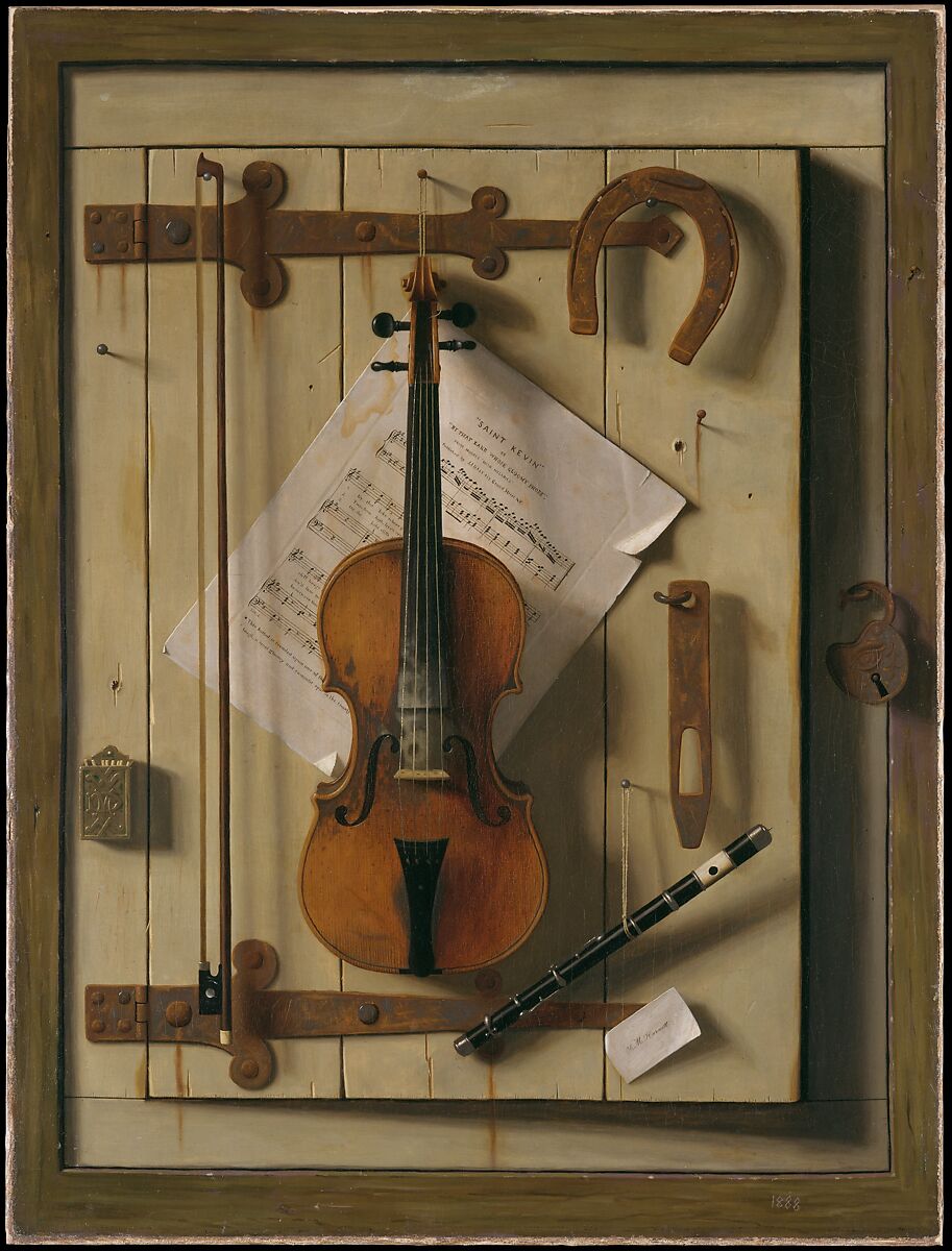 Still Life—Violin and Music, William Michael Harnett (1848–1892), Oil on canvas, American 