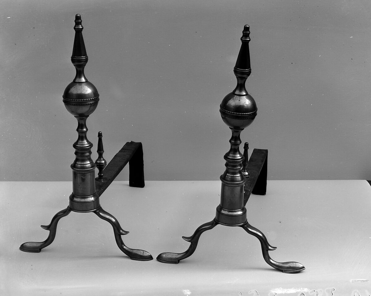 Andiron, James Davis (active 1803–28), Brass, American 