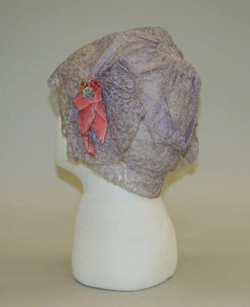 Cap, silk, metallic thread, American