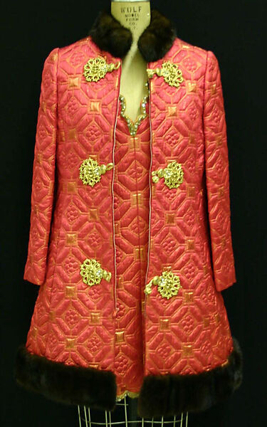 Evening ensemble, Oscar de la Renta, LLC. (American, founded 1965), silk, fur, American 