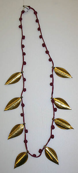 Necklace, Mary McFadden (American, born New York, 1938), silk, brass, American 