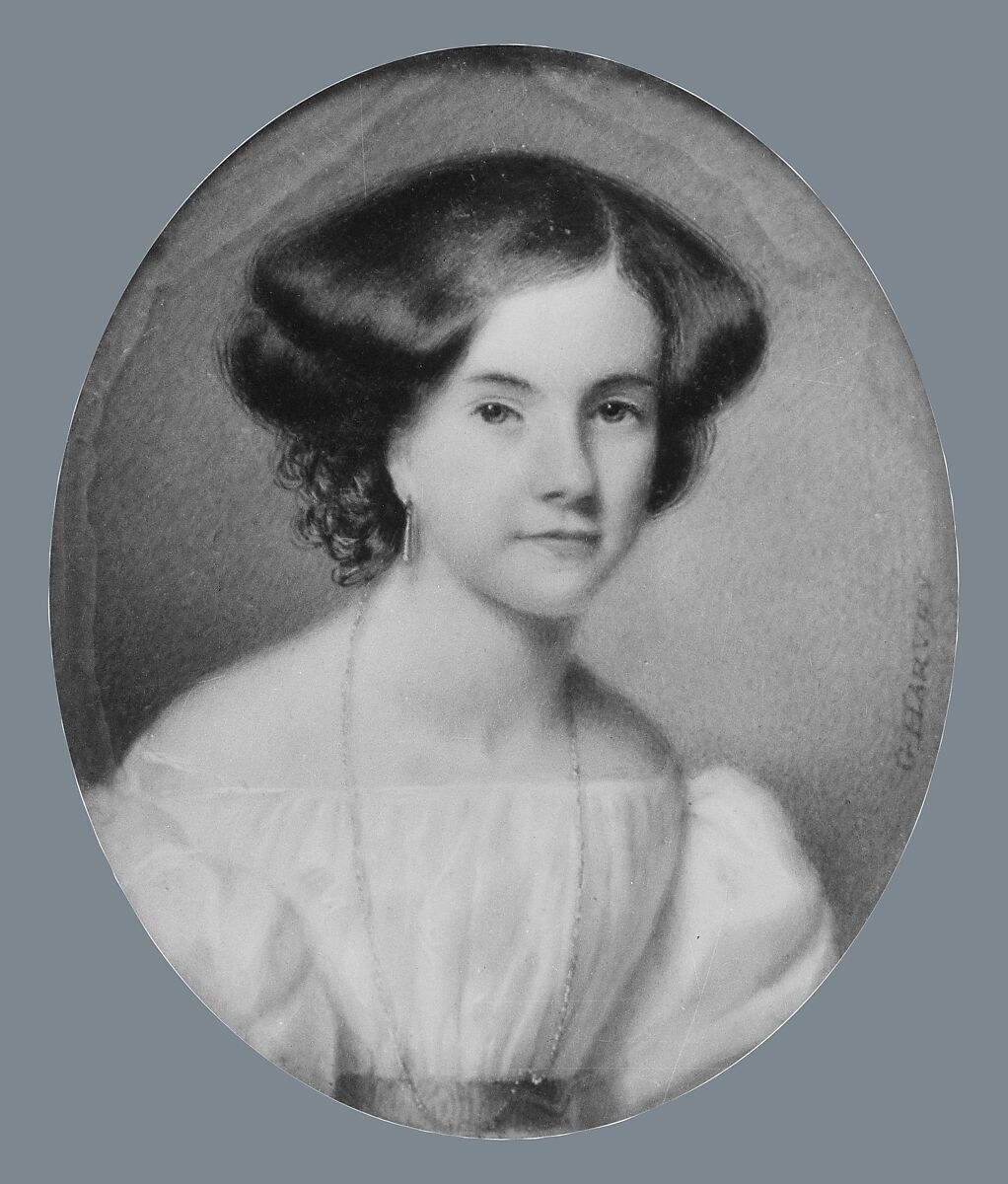 Portrait of a Lady, George Harvey (1800–1878), Watercolor on ivory, American 