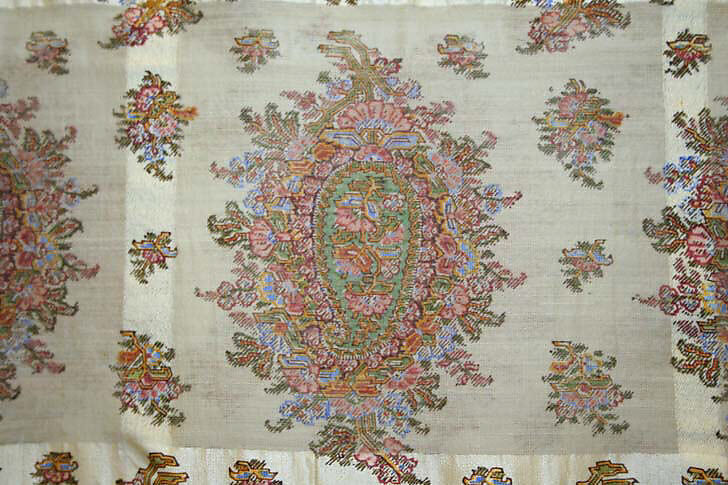 Shawl, wool, silk, probably French